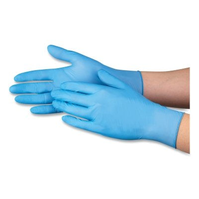 Honeywell North 4580386-S Soft Comfort Nitrile Exam Gloves, Beaded Cuff, Small, Soft Blue