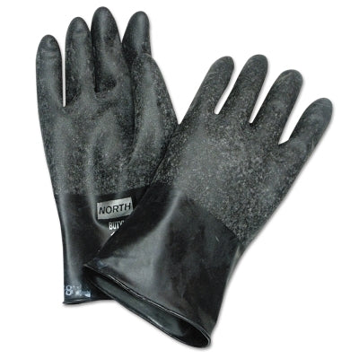 Honeywell North B131R10 Chemical Resistant Butyl Gloves, Size 10, Black, 13 mil, Grip-Saf