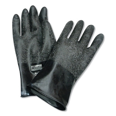 Honeywell North B131R9 Chemical Resistant Butyl Gloves, Size 9, Black, 13 mil, Grip-Saf