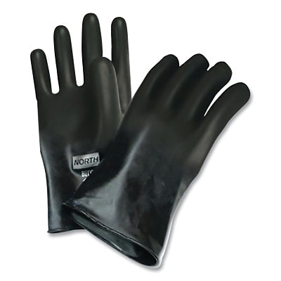 Honeywell North B161/7 Butyl B161 Chemical Resistant Gloves, Size 7, Black, 16 ga, 11 in Length