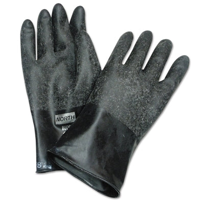 Honeywell North B161R10 Chemical Resistant Butyl Gloves, Size 10, Black, 16 mil, Grip-Saf