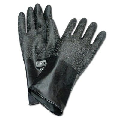 Honeywell North B174RGI/BAT/M Chemical Resistant Butyl Gloves, Medium, Black