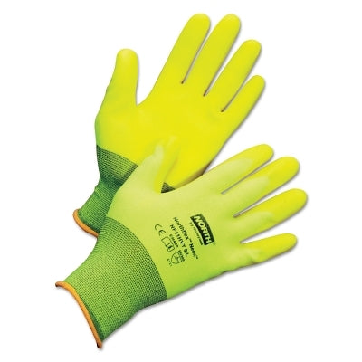 Honeywell North NF11HVY8M NorthFlex Neon Hi-Viz PVC Palm Coated Glove, Medium, Yellow