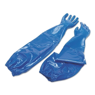Honeywell North NK803ES8 Nitri-Knit Supported Nitrile Gloves, Elastic Extended Cuff, Interlock Knit, Size 8, Blue