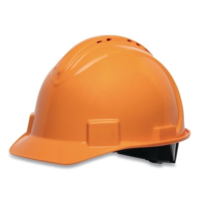 Honeywell North NSB11003 Short Brim Hard Hat  4-point Ratchet Suspension  Vented  Orange