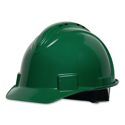 Honeywell North NSB11004 Short Brim Hard Hat  4-point Ratchet Suspension  Vented  Green