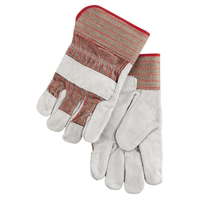 MCR Safety 1200S Industrial Standard Shoulder Split Gloves  Large  Leather  Red and Gray Fabric