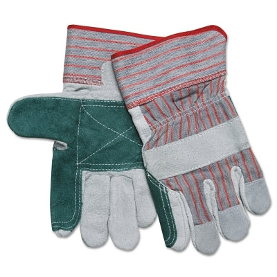 MCR Safety 1211XL Industrial Standard Shoulder Split Gloves, X-Large, Leather, Gray w/Red Stripes