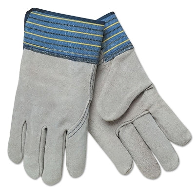 MCR Safety 1417XL Select Split Cow Gloves, X-Large, Gray/Blue with Blue/Yellow/Black Stripes