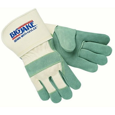 MCR Safety 1710XL Big Jake Premium A+ Side Leather Single-Palm Work Gloves, XL, Chrome/Wh, 4-1/2 in Cuff, Jersey Palm Lining, 1710
