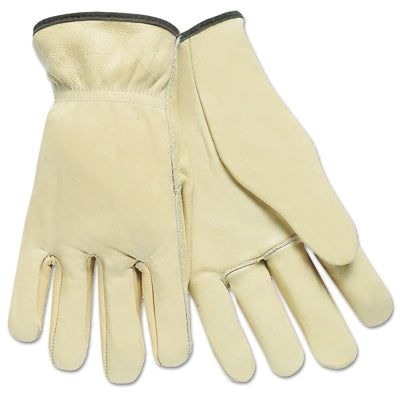 MCR Safety 3201M Unlined Drivers Gloves, Select Grade Cowhide, Medium, Straight Thumb, Beige