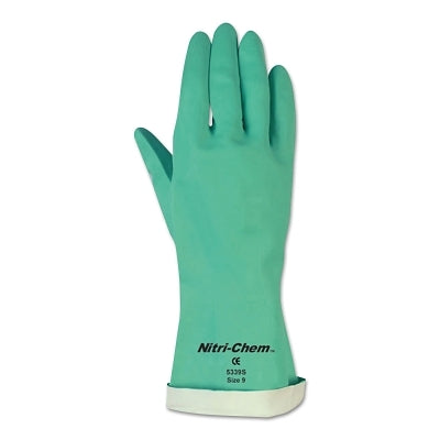 MCR Safety 5338S Unsupported Nitrile Gloves  Straight; Gauntlet Cuff  Flocked Lined  Size 8