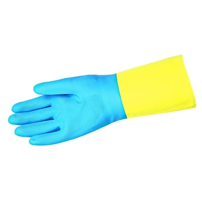 MCR Safety 5409S Chem-Tech Neoprene Over Latex Gloves  Blue/Yellow  Large