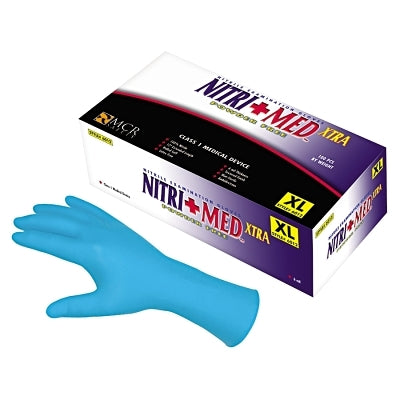 MCR Safety 6032XL Nitrile Disposable Gloves  NitriShield  Rolled Cuff  Unlined  X-Large  Blue  8 mil Thick  Powder Free  Industrial Grade