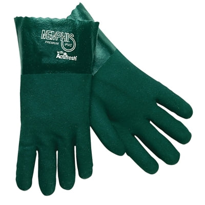MCR Safety 6412 Premium Double-Dipped PVC Gloves  Large  Green