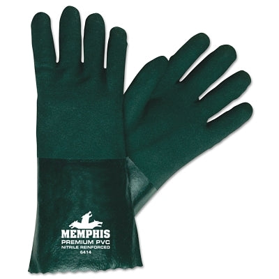 MCR Safety 6414 Premium Double-Dipped PVC Gloves  Large  Dark Green