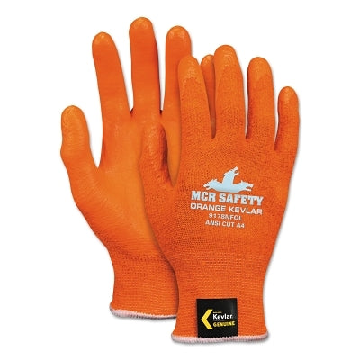 MCR Safety 9178NFOL Kevlar Hi-Vis Nitrile Foam Palms, Large, Orange
