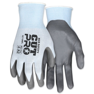 MCR Safety 92718NFS CutPro 92718NF 18-ga HyperMax Nitrile-Foam Coated Gloves, Small, Light Blue/Gray