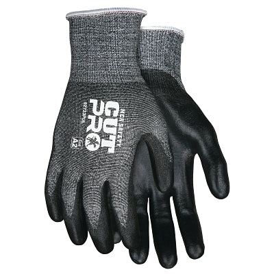 MCR Safety 92723PUL CutPro 92723PU 13-ga HyperMax PU Coated Gloves, Large, Salt-and-Pepper/Black