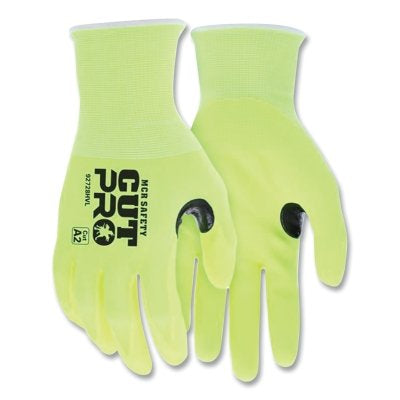 MCR Safety 92728HVXXL Cut Pro 18 Gauge HyperMax Shell Hi-Vis Cut Resistant Gloves, Nitrile Foam, 2X-Large, Hi-Vis Lime