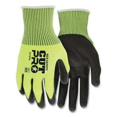 MCR Safety 9273PUXXL Cut Pro 13 Gauge HyperMax Shell Hi-Vis Cut Resistant Work Gloves, Polyurethane, 2X-Large, Hi-Vis Yellow
