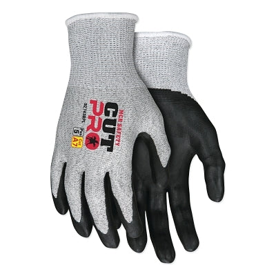 MCR Safety 92743BPL CutPro 92743BP 13-ga HyperMax Bi-Polymer Coated Gloves, Large, Salt-and-Pepper/Black