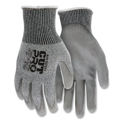 MCR Safety 92752PUS CutPro 92752PU 13-ga HyperMax PU Coated Gloves, Small, Salt-and-Pepper/Gray