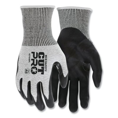 MCR Safety 92754BPXXL CutPro 92754BP 13-ga HyperMax PU Coated Gloves, Bi-Polymer, 2X-Large, Salt-and-Pepper/Black