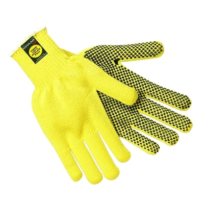 MCR Safety 9365S Kevlar Gloves, Small, Yellow, PVC Dots 1 Side