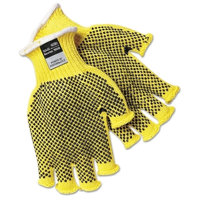 MCR Safety 9369L PVC Dotted Kevlar String Knit Gloves, Large, Knit-Wrist, Yellow, Dots 2 Side