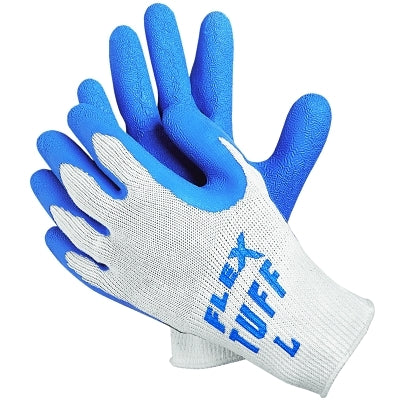MCR Safety 9680L Flex Tuff Latex Dipped Gloves  Large  Blue/White