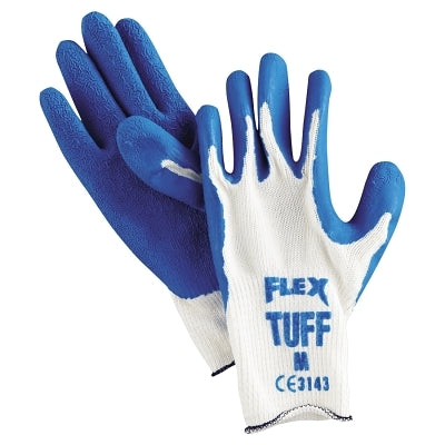 MCR Safety 9680M Flex Tuff Latex Dipped Gloves  Medium  Blue/White