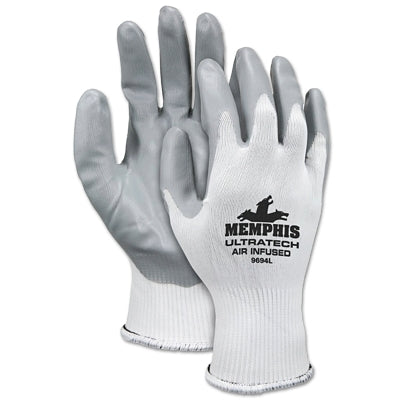 MCR Safety 9694L UltraTech Air Infused Nitrile Coated Gloves  Large  Gray/White