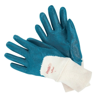 MCR Safety 9780L 9780 Predalite Light Nitrile Coated Palm Gloves  Large  Blue/White