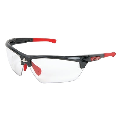 MCR Safety DM1310PF Dominator DM3 Safety Glasses  Polycarbonate Clear Lens  MAX6  Gun Metal Polycarbonate/Red TPR