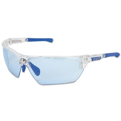 MCR Safety DM1323PF Dominator DM3 Safety Glasses  Polycarbonate Light Blue Lens  MAX6  Clear Polycarbonate/Blue TPR