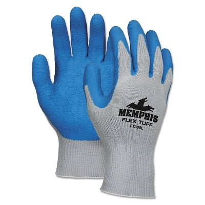 MCR Safety FT300L Flex Tuff Latex Dipped Gloves  Large  Blue/Gray