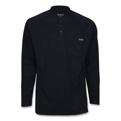 MCR Safety H1GXL MCR Safety Flame Resistant Long Sleeve H1 Henley Shirt, Max Comfort Interlock Knit Shell, Gray, X-Large
