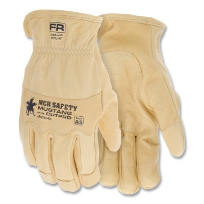 MCR Safety MU3664XXXL Mustang HiDex Premium Goatskin Drivers Utility Work Gloves  3X-Large  Unlined  Honey Gold