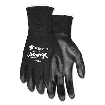 MCR Safety N9674M Ninja X Bi-Polymer Coated Palm Gloves, Medium, Black