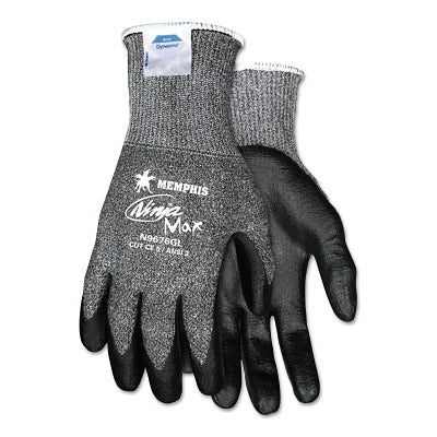 MCR Safety N9676GM Ninja Max Bi-Polymer Coated Palm Gloves  Medium  Black/Gray