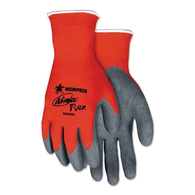MCR Safety N9680S Ninja Flex N9680 15-ga Nylon Rubber-Latex Coated Gloves  Small  Gray/Red