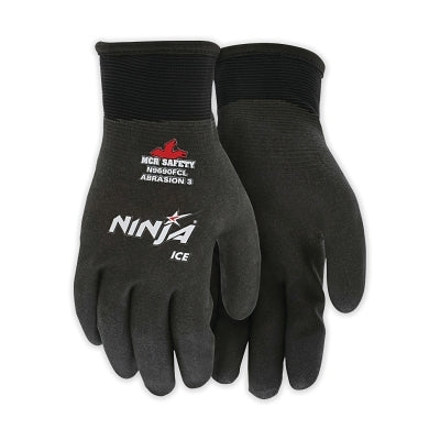 MCR Safety N9690FCM Ninja Ice HPT Fully Coated Insulated Work Gloves  Medium  Black