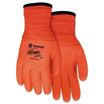 MCR Safety N9690FCOM Ninja Ice HPT Fully Coated Insulated Work Gloves, Medium, Hi-Viz Orange