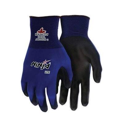 MCR Safety N9696L Ninja Lite N9696 18-ga Nylon PU Coated Gloves  Large  Black/Blue