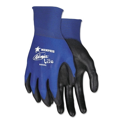 MCR Safety N9696XL Ninja Lite N9696 18-ga Nylon PU Coated Gloves  X-Large  Black/Blue