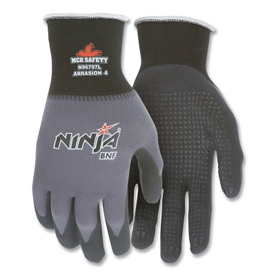 MCR Safety VPN96797XL Ninja N96797 15-ga Nylon/Spandex BNF with Dotted NFT Coated Gloves, X-Large, Black/Gray, Vend Pack