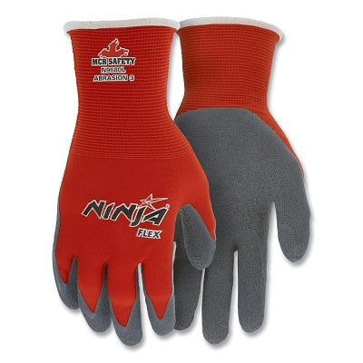 MCR Safety VPN9680S Ninja Flex N9680 15-ga Nylon Rubber-Latex Coated Gloves, Small, Gray/Red, Vend Pack