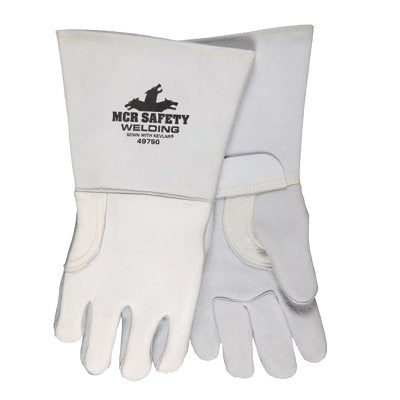MCR Safety 49750M Elkskin Welding Gloves  Medium  Pearl Gray  5 in Gauntlet Cuff  Foam Lined Back