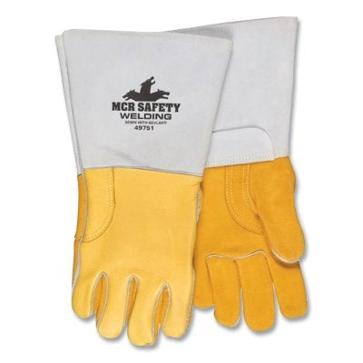 MCR Safety 49751M Elkskin Welding Gloves  Medium  Pearl Gray  5 in Gauntlet Cuff  Foam Lined Back